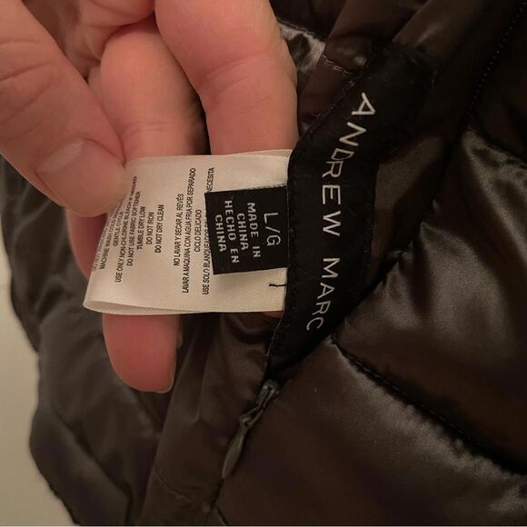 Andrew Marc Puffer Jacket Gray Faux Fur Reversible Women’s Size Large - Picture 5 of 7